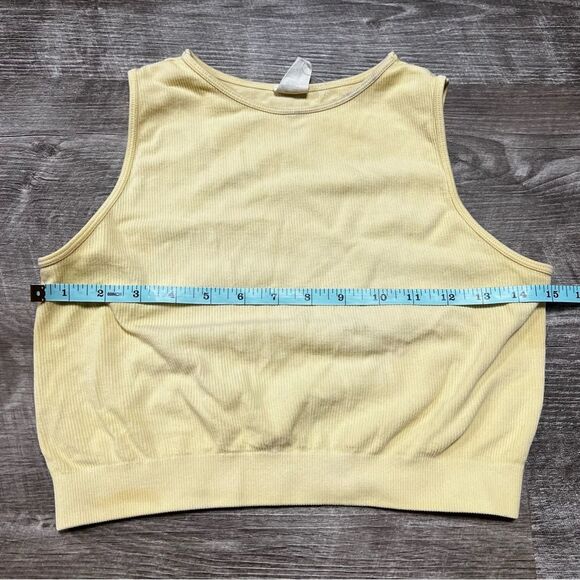 Cest Mol Yellow Ribbed Tank Top Crop Top Size M/L - Picture 5 of 7